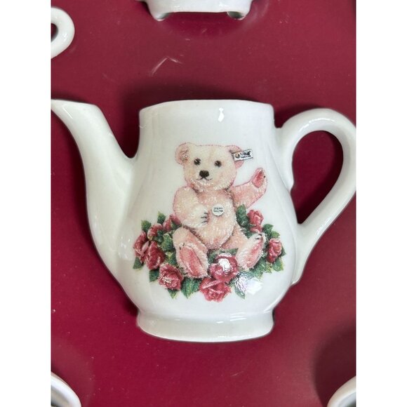 Vintage 1994 Steiff Teddy Rose Mini-Porzellan 10-Piece Tea Set - NIB - Picture 5 of 6